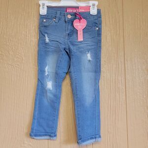 Toddlers Cutie Patootie Super Yummy Washed Denim Jeans Lightblue sz 5 Pink Latt